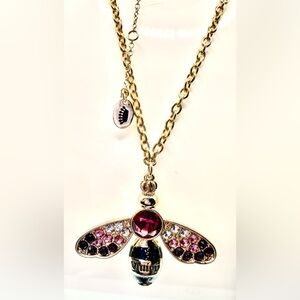 Juicy Couture Queen Bee Gold Tone Faceted Sparkling Crystals Pendant Necklace
